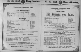 Theaterzettel (Oper und Burgtheater in Wien) 18810903 Seite: 1