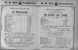 Theaterzettel (Oper und Burgtheater in Wien) 18810904 Seite: 1
