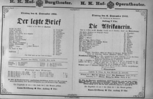 Theaterzettel (Oper und Burgtheater in Wien) 18810906 Seite: 1