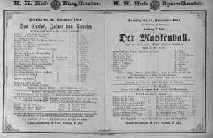 Theaterzettel (Oper und Burgtheater in Wien) 18810911 Seite: 1
