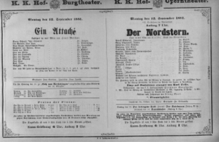 Theaterzettel (Oper und Burgtheater in Wien) 18810912 Seite: 1
