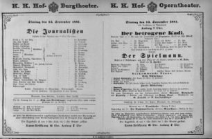 Theaterzettel (Oper und Burgtheater in Wien) 18810913 Seite: 1