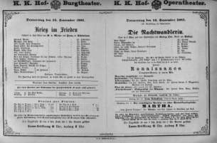 Theaterzettel (Oper und Burgtheater in Wien) 18810915 Seite: 1