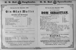 Theaterzettel (Oper und Burgtheater in Wien) 18810916 Seite: 1