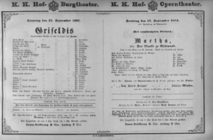 Theaterzettel (Oper und Burgtheater in Wien) 18810917 Seite: 1