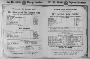 Theaterzettel (Oper und Burgtheater in Wien) 18810921 Seite: 1