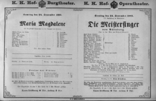 Theaterzettel (Oper und Burgtheater in Wien) 18810924 Seite: 1