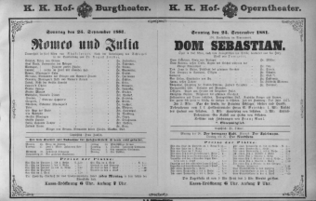 Theaterzettel (Oper und Burgtheater in Wien) 18810925 Seite: 1