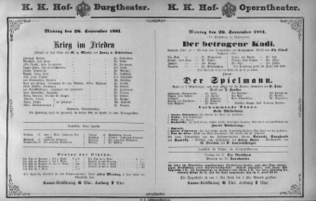 Theaterzettel (Oper und Burgtheater in Wien) 18810926 Seite: 1