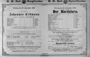 Theaterzettel (Oper und Burgtheater in Wien) 18810927 Seite: 1