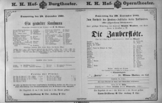 Theaterzettel (Oper und Burgtheater in Wien) 18810929 Seite: 1