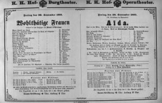 Theaterzettel (Oper und Burgtheater in Wien) 18810930 Seite: 1