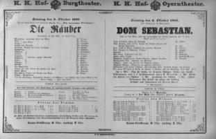 Theaterzettel (Oper und Burgtheater in Wien) 18811002 Seite: 1