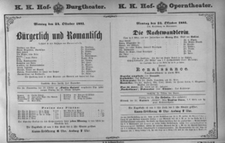 Theaterzettel (Oper und Burgtheater in Wien) 18811024 Seite: 1