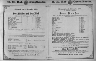 Theaterzettel (Oper und Burgtheater in Wien) 18811102 Seite: 1