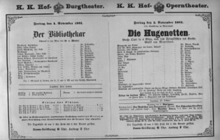 Theaterzettel (Oper und Burgtheater in Wien) 18811104 Seite: 1