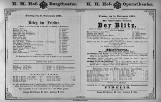Theaterzettel (Oper und Burgtheater in Wien) 18811108 Seite: 1
