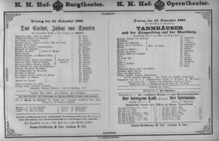 Theaterzettel (Oper und Burgtheater in Wien) 18811115 Seite: 1