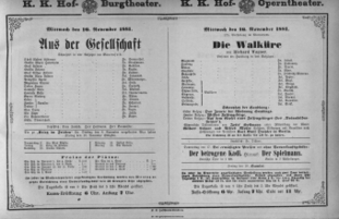 Theaterzettel (Oper und Burgtheater in Wien) 18811116 Seite: 1