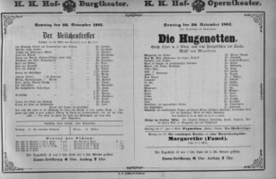 Theaterzettel (Oper und Burgtheater in Wien) 18811126 Seite: 1