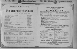 Theaterzettel (Oper und Burgtheater in Wien) 18811127 Seite: 1