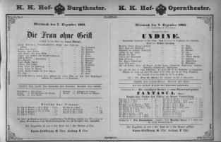Theaterzettel (Oper und Burgtheater in Wien) 18811207 Seite: 1