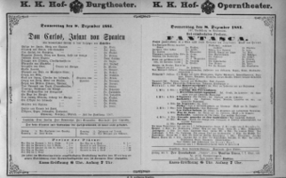 Theaterzettel (Oper und Burgtheater in Wien) 18811208 Seite: 1