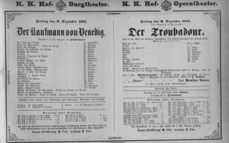 Theaterzettel (Oper und Burgtheater in Wien) 18811209 Seite: 1