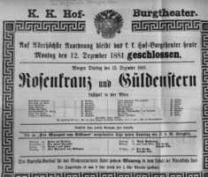 Theaterzettel (Oper und Burgtheater in Wien) 18811212 Seite: 1
