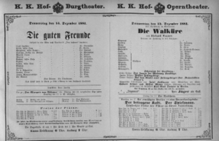 Theaterzettel (Oper und Burgtheater in Wien) 18811215 Seite: 1