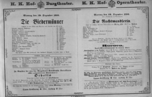 Theaterzettel (Oper und Burgtheater in Wien) 18811219 Seite: 1