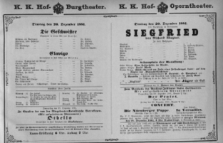 Theaterzettel (Oper und Burgtheater in Wien) 18811220 Seite: 1