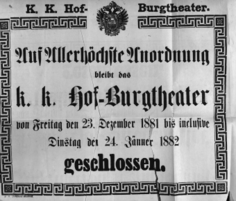 Theaterzettel (Oper und Burgtheater in Wien) 18811223 Seite: 1