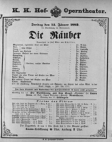 Theaterzettel (Oper und Burgtheater in Wien) 18820113 Seite: 1