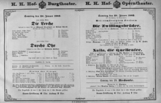 Theaterzettel (Oper und Burgtheater in Wien) 18820128 Seite: 1