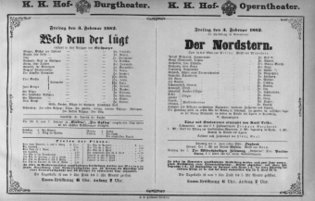 Theaterzettel (Oper und Burgtheater in Wien) 18820203 Seite: 1