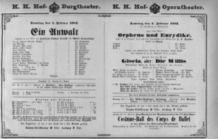 Theaterzettel (Oper und Burgtheater in Wien) 18820204 Seite: 1