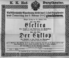 Theaterzettel (Oper und Burgtheater in Wien) 18820209 Seite: 1