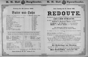 Theaterzettel (Oper und Burgtheater in Wien) 18820219 Seite: 1