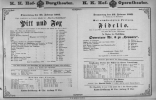 Theaterzettel (Oper und Burgtheater in Wien) 18820223 Seite: 1