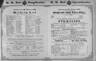Theaterzettel (Oper und Burgtheater in Wien) 18820226 Seite: 1