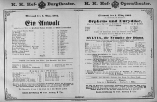 Theaterzettel (Oper und Burgtheater in Wien) 18820301 Seite: 1