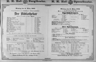 Theaterzettel (Oper und Burgtheater in Wien) 18820306 Seite: 1
