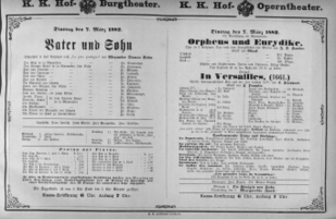 Theaterzettel (Oper und Burgtheater in Wien) 18820307 Seite: 1