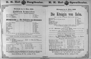 Theaterzettel (Oper und Burgtheater in Wien) 18820308 Seite: 1