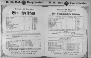 Theaterzettel (Oper und Burgtheater in Wien) 18820310 Seite: 1