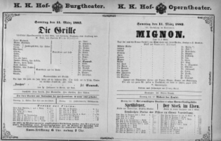 Theaterzettel (Oper und Burgtheater in Wien) 18820311 Seite: 1