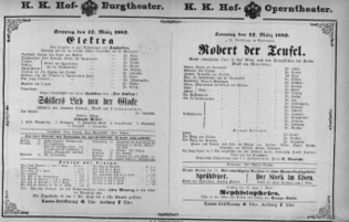 Theaterzettel (Oper und Burgtheater in Wien) 18820312 Seite: 1