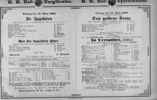 Theaterzettel (Oper und Burgtheater in Wien) 18820314 Seite: 1