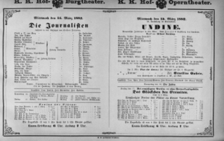 Theaterzettel (Oper und Burgtheater in Wien) 18820315 Seite: 1